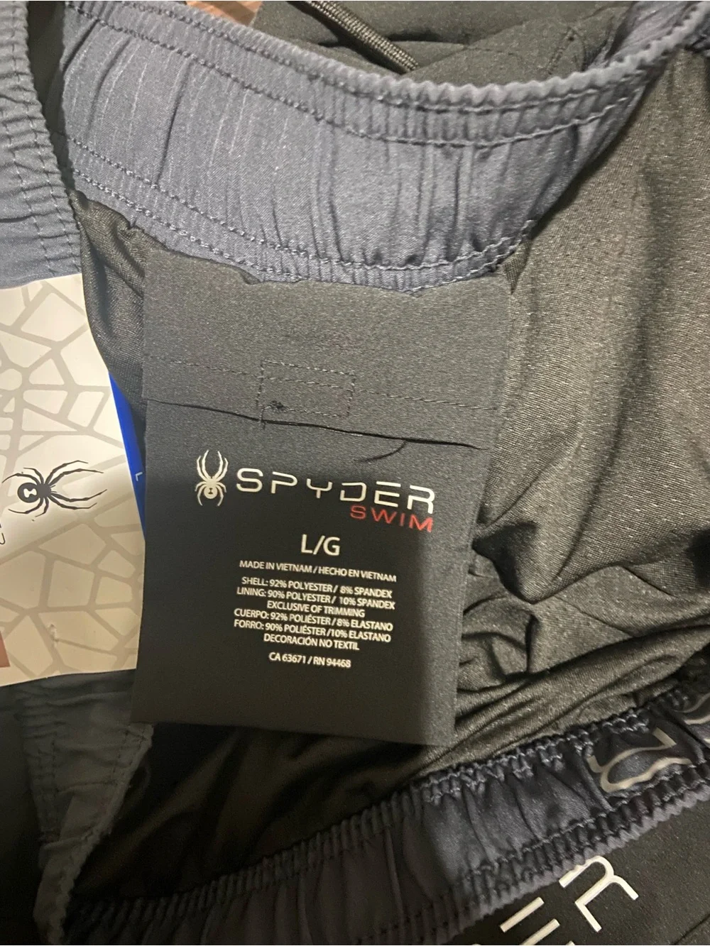 SPYDER Men's Swim Shorts Quick Dry UPF30 Zip Pocket Liner Trunk BLACK 7.5